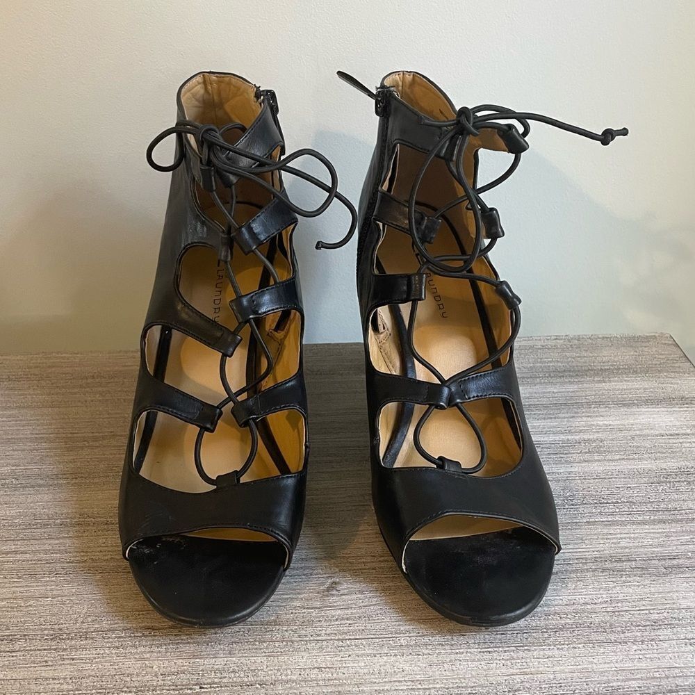 CL by Laundry Black Strappy Heels - Picture 3 of 5